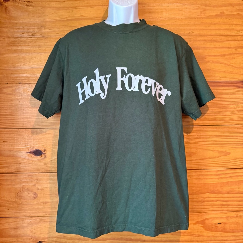 Holy Forever Men’s Religious Short Sleeve Tee T-Shirt Medium M Green God Jesus